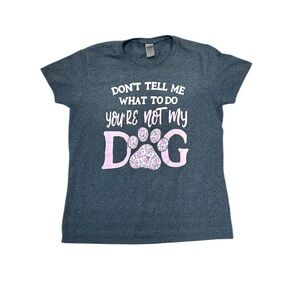 Gildan Charcoal gray Dog Graphic T-Shirt size ladies large short sleeved t shirt